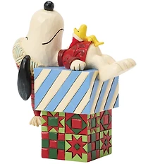 Jim Shore Peanuts Snoopy And Woodstock Laying On Gifts Figurine
