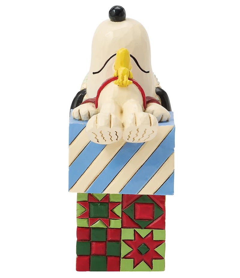 Jim Shore Peanuts Snoopy And Woodstock Laying On Gifts Figurine