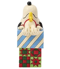 Jim Shore Peanuts Snoopy And Woodstock Laying On Gifts Figurine