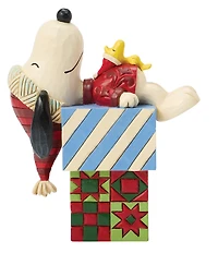 Jim Shore Peanuts Snoopy And Woodstock Laying On Gifts Figurine