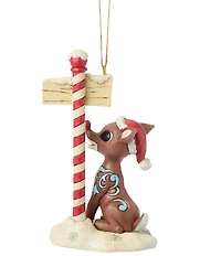 Jim Shore Rudolph Collection Rudolph By North Pole Sign Ornament