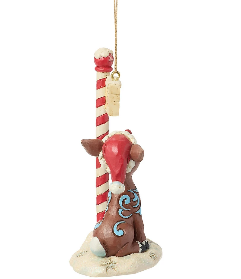 Jim Shore Rudolph Collection Rudolph By North Pole Sign Ornament