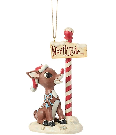 Jim Shore Rudolph Collection Rudolph By North Pole Sign Ornament