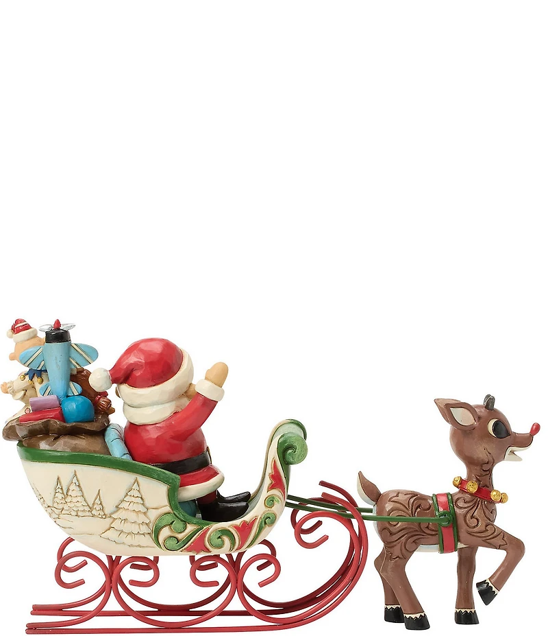 Jim Shore Rudolph Collection Rudolph Pulling Santa in Sleigh Figurine