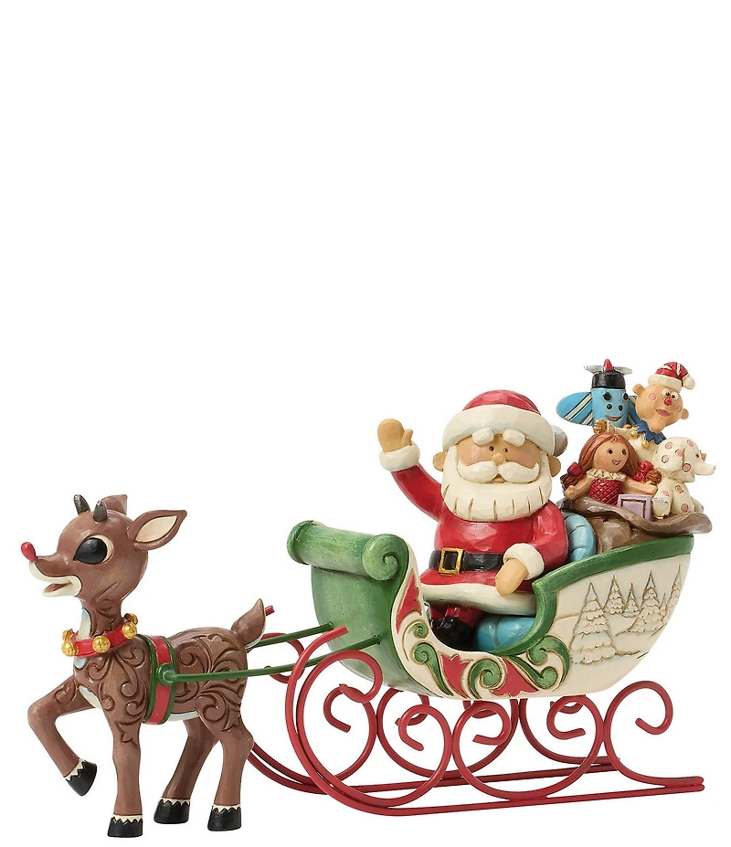 Jim Shore Rudolph Collection Rudolph Pulling Santa in Sleigh Figurine