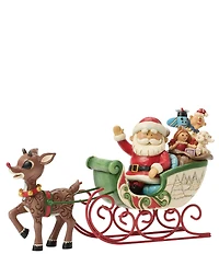Jim Shore Rudolph Collection Rudolph Pulling Santa in Sleigh Figurine