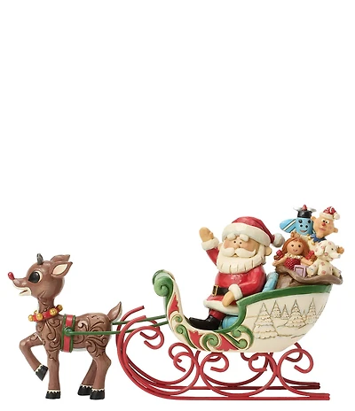 Jim Shore Rudolph Collection Rudolph Pulling Santa in Sleigh Figurine