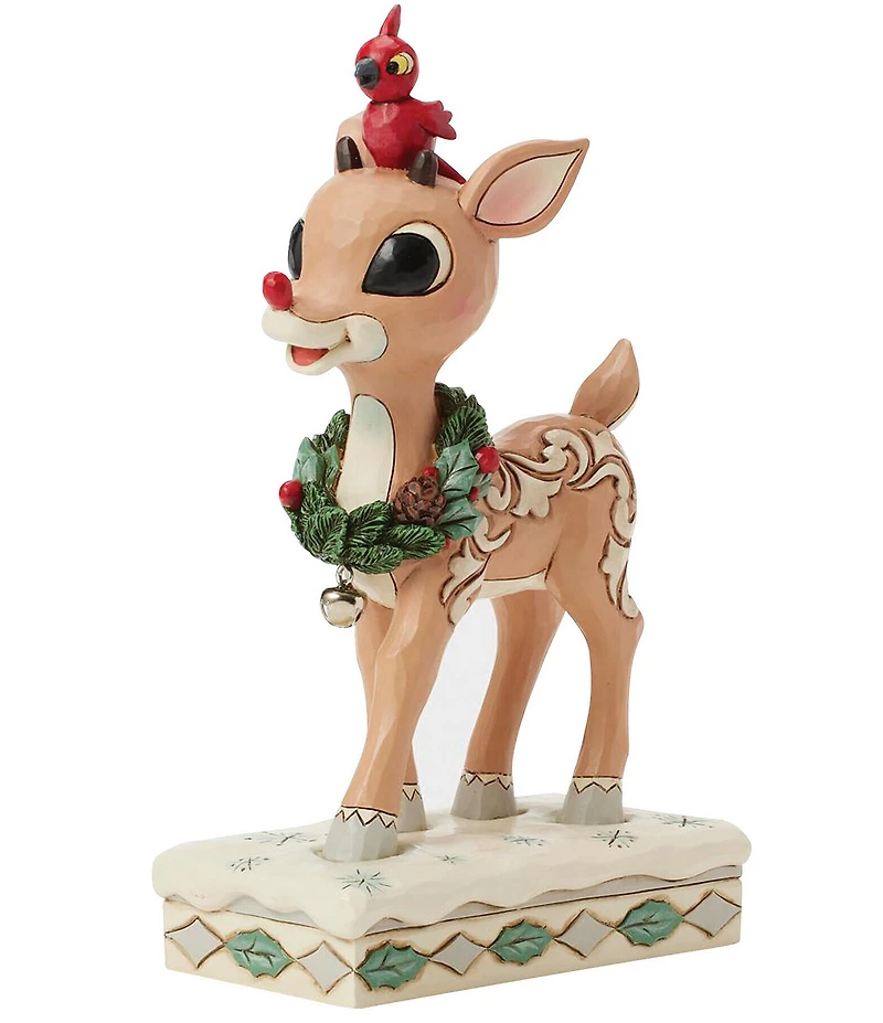 Jim Shore Rudolph Collection Woodland Rudolph with Red Bird Figurine