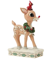 Jim Shore Rudolph Collection Woodland Rudolph with Red Bird Figurine