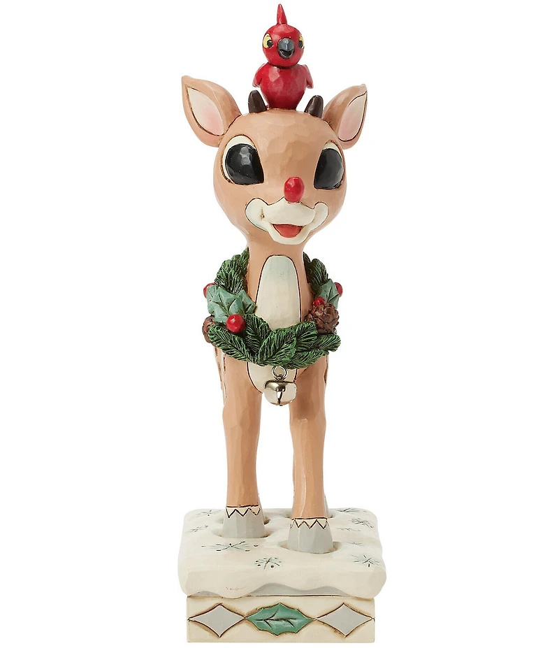 Jim Shore Rudolph Collection Woodland Rudolph with Red Bird Figurine