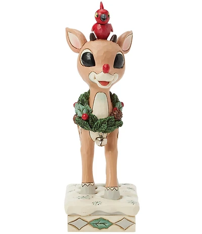 Jim Shore Rudolph Collection Woodland Rudolph with Red Bird Figurine