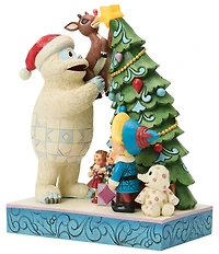Jim Shore Rudolph Traditions Battery-Operated Light-Up Bumble Holding Rudolph by Tree Figurine