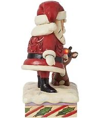 Jim Shore Rudolph Traditions Collection LED -Lighting Santa Petting Rudolph Figurine