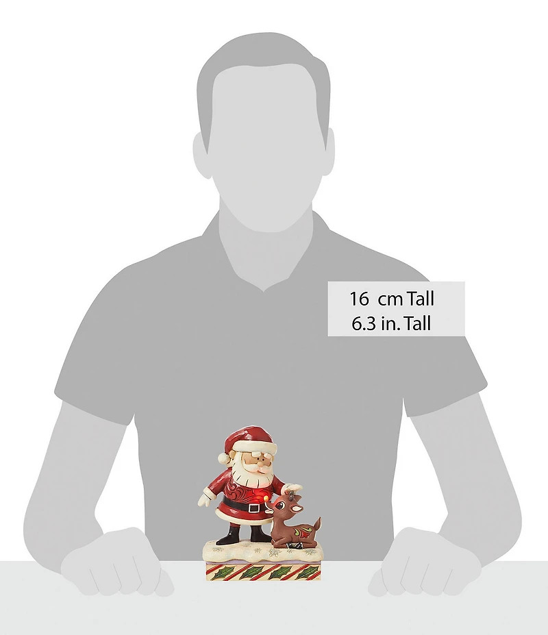 Jim Shore Rudolph Traditions Collection LED -Lighting Santa Petting Rudolph Figurine