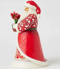 Jim Shore Santa With Blooming Amaryllis Figurine