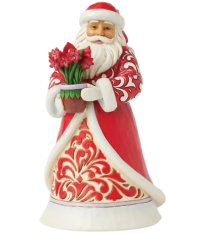 Jim Shore Santa With Blooming Amaryllis Figurine