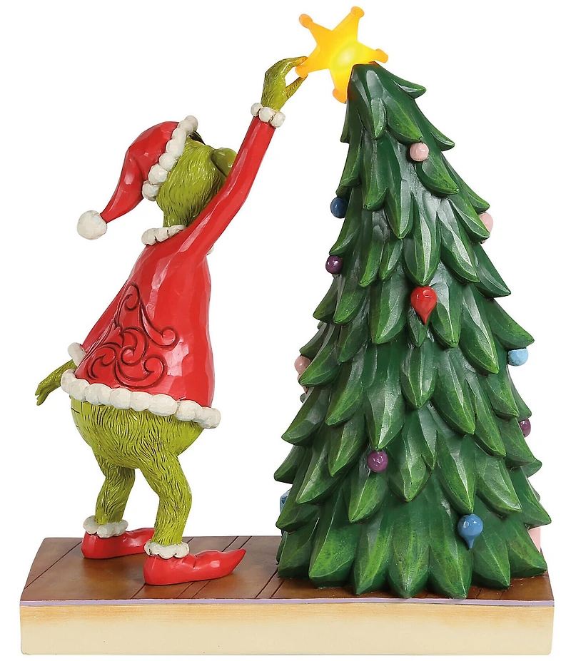 Jim Shore The Grinch Battery-Operated Grinch Pulling Star Off Tree Lit Figurine