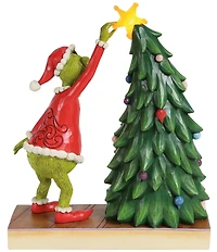 Jim Shore The Grinch Battery-Operated Grinch Pulling Star Off Tree Lit Figurine