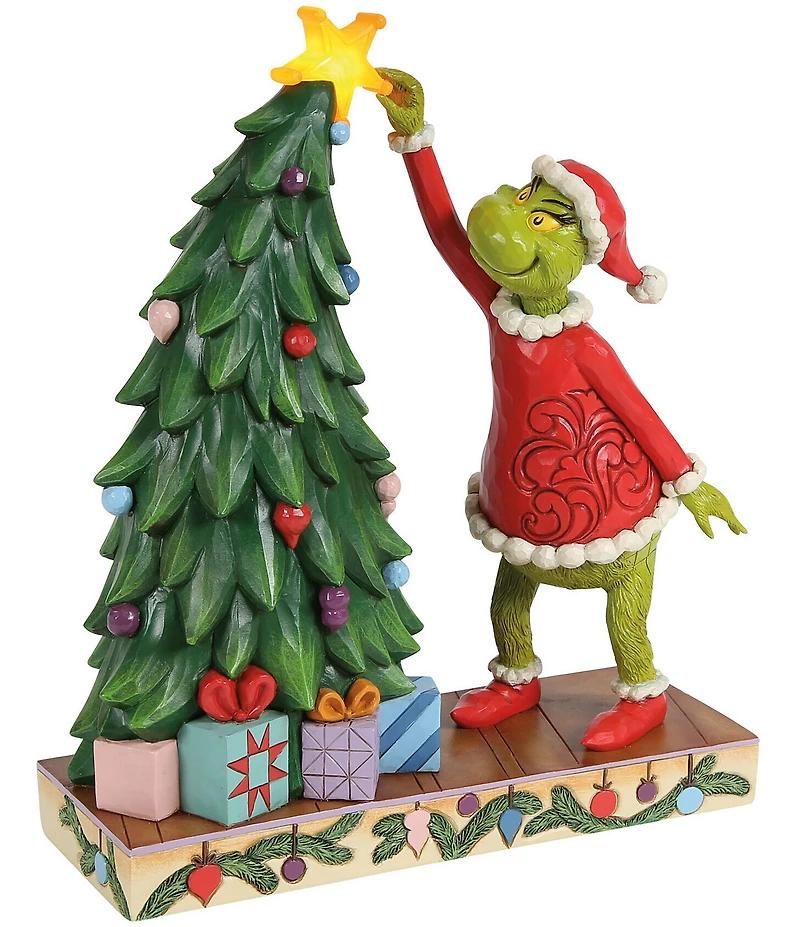Jim Shore The Grinch Battery-Operated Grinch Pulling Star Off Tree Lit Figurine