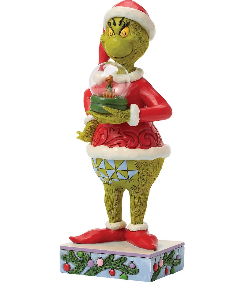 Jim Shore The Grinch Collection Grinch Holding Dome With Max Figurine