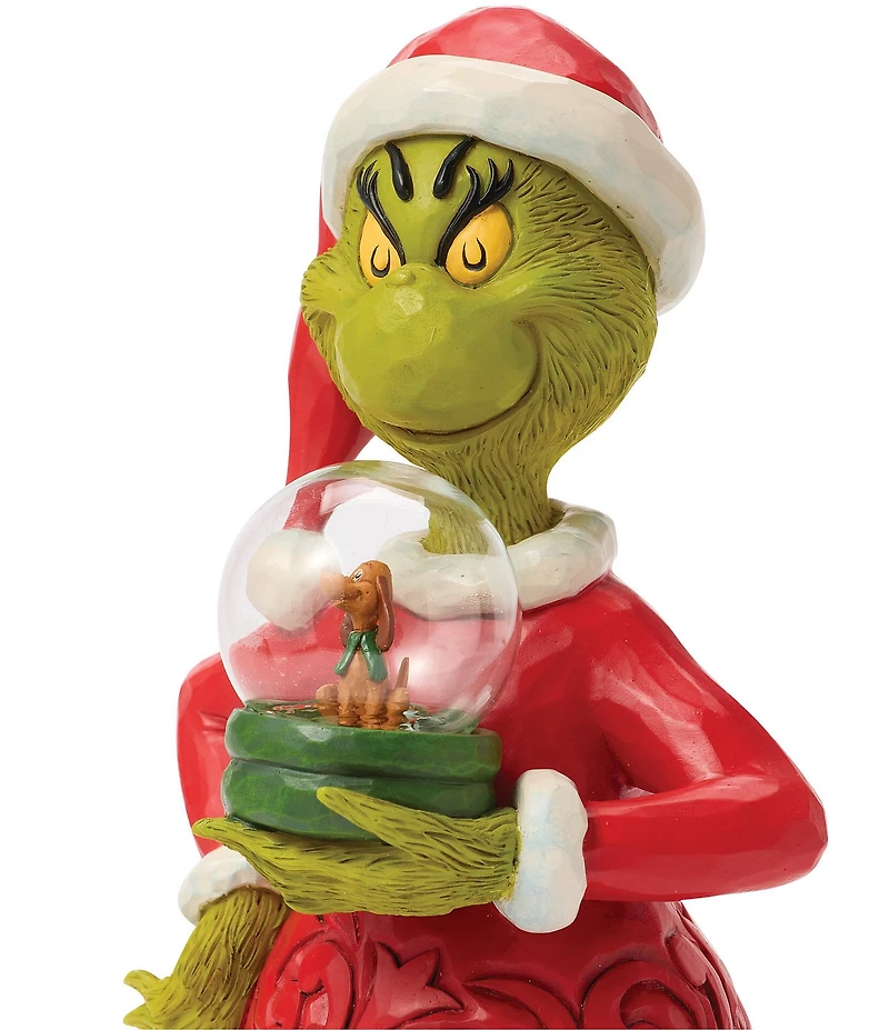Jim Shore The Grinch Collection Grinch Holding Dome With Max Figurine