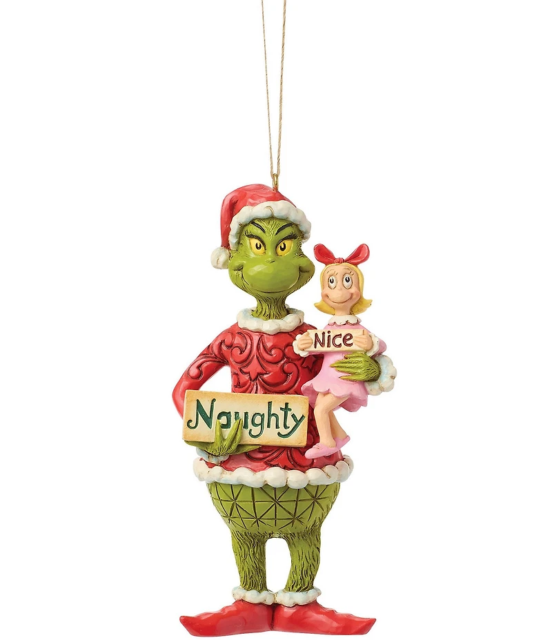 Jim Shore The Grinch: Grinch With Cindy Lou Holding Signs Hanging Ornament
