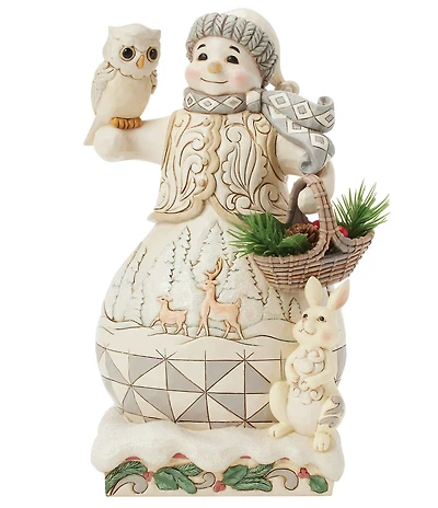 Jim Shore White Woodland Collection Winter's Gentle Gatherings Snowman Figurine