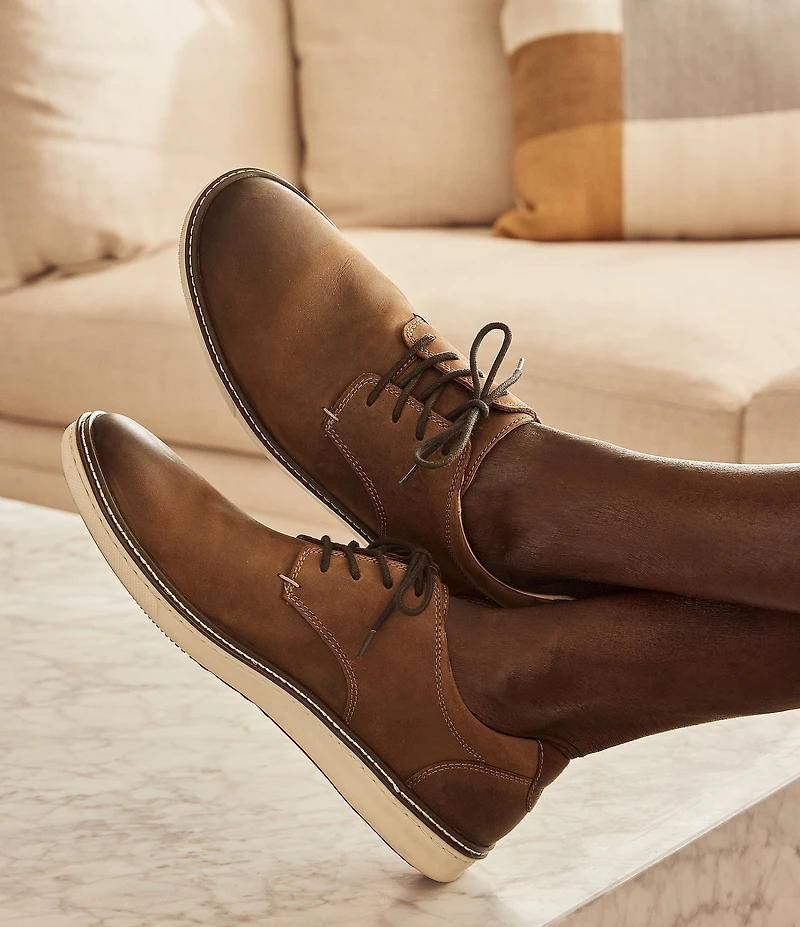 Johnston & Murphy Men's McGuffey Tumbled Leather Plain Toe Lace Up Oxfords