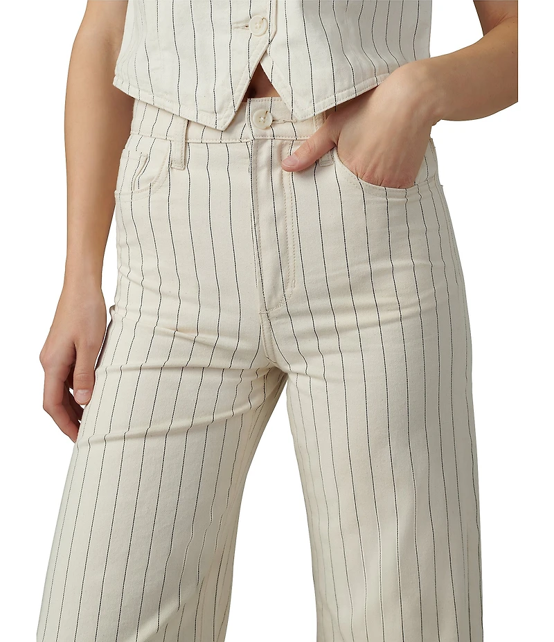 Joe's Jeans Mia Stripe Print High Rise Wide Leg Ankle Length Jeans