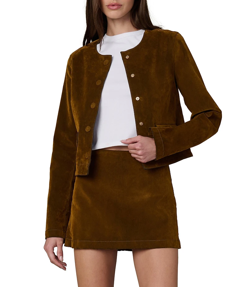 Joe's Jeans The Lady Like Crew Neck Long Sleeve Flocked Coordinating Jacket