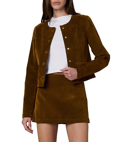 Joe's Jeans The Lady Like Crew Neck Long Sleeve Flocked Coordinating Jacket