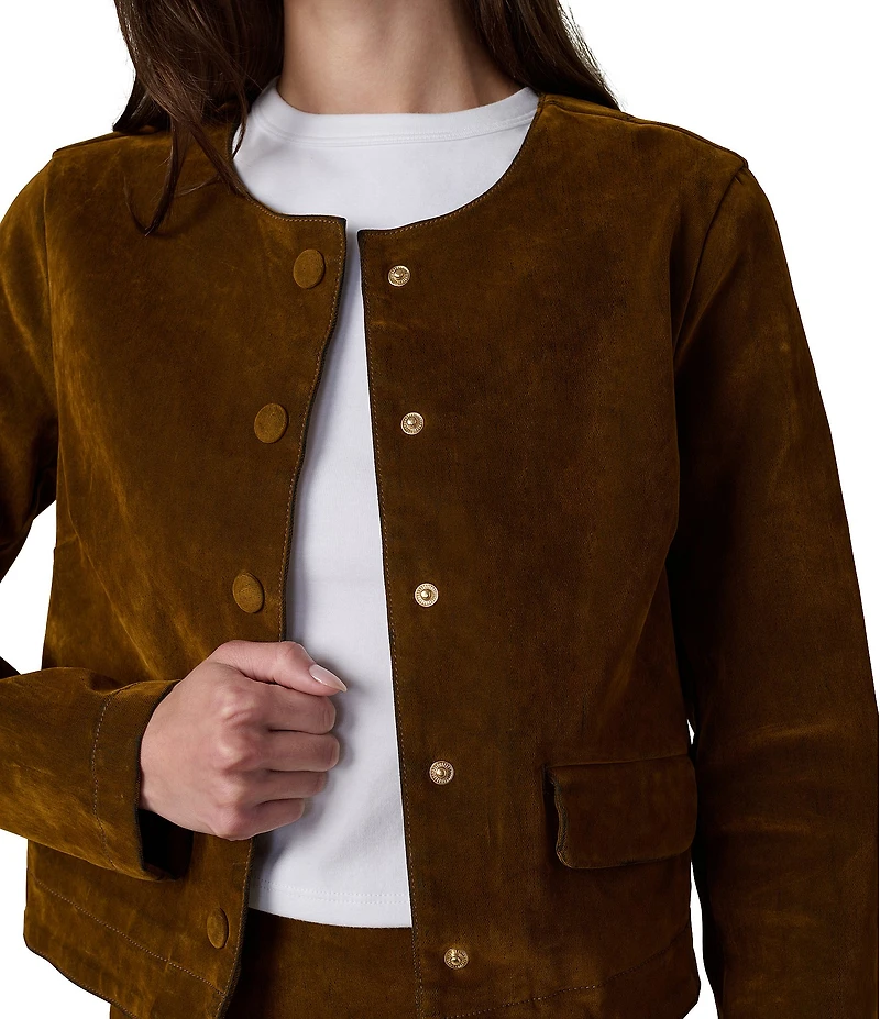 Joe's Jeans The Lady Like Crew Neck Long Sleeve Flocked Coordinating Jacket