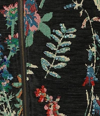 John Mark Allover Floral Jacquard Beaded Long Sleeve Ribbed Neck Zip-Front Jacket