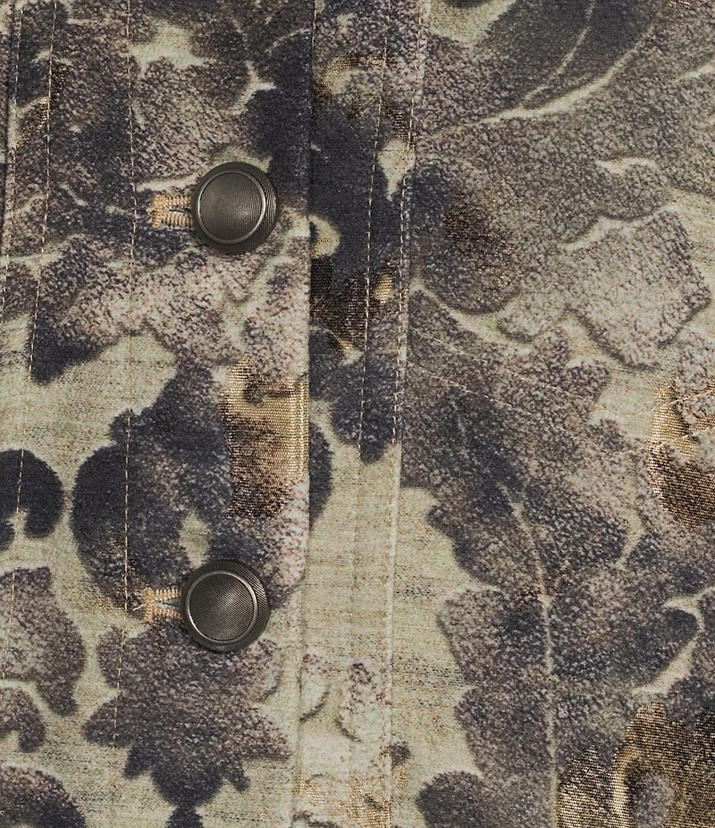 John Mark Chenille Floral & Animal Print Burnout Point Collar Long Sleeve Button Front Jacket