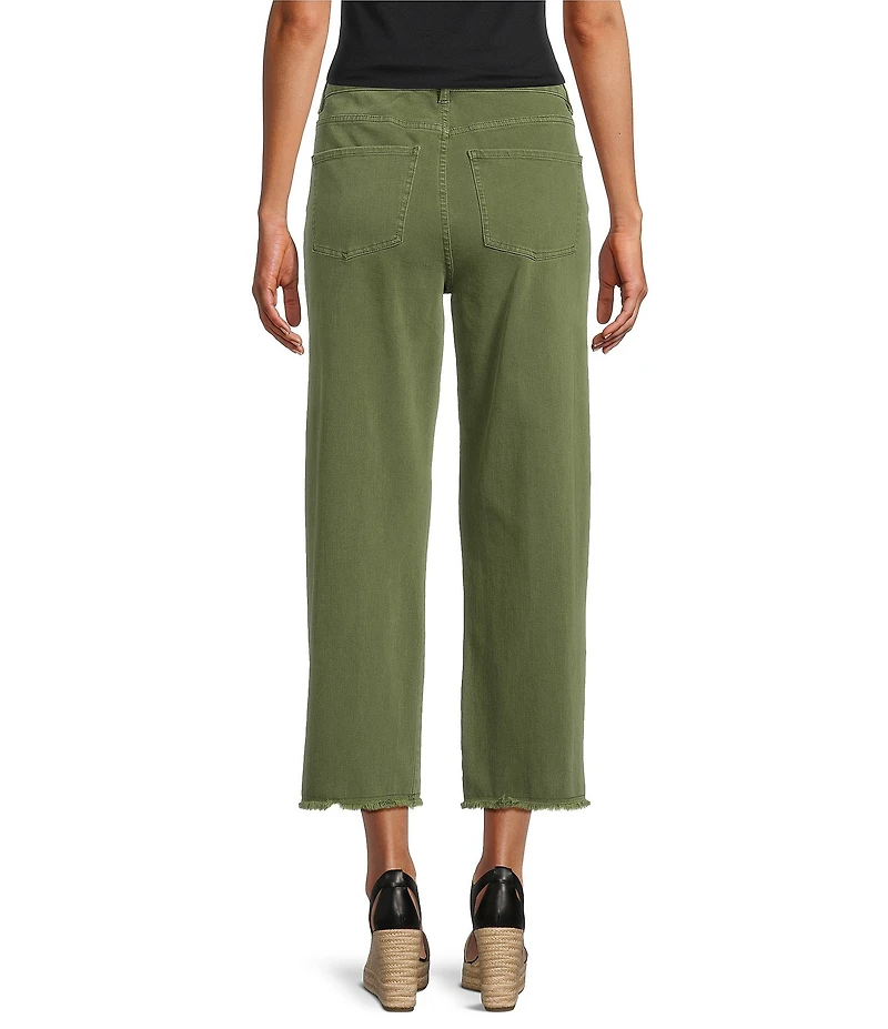 John Mark Colored Denim Wide Leg 5-Pocket Frayed Hem Pants