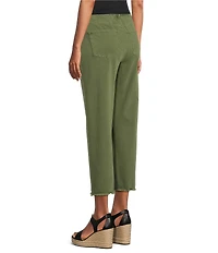 John Mark Colored Denim Wide Leg 5-Pocket Frayed Hem Pants