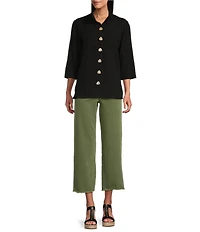 John Mark Colored Denim Wide Leg 5-Pocket Frayed Hem Pants