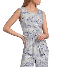 John Mark Coordinating Woven Toile Print Round Neck Sleeveless Button Front Vest