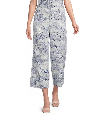 John Mark Coordinating Woven Toile Print Wide Leg Pants
