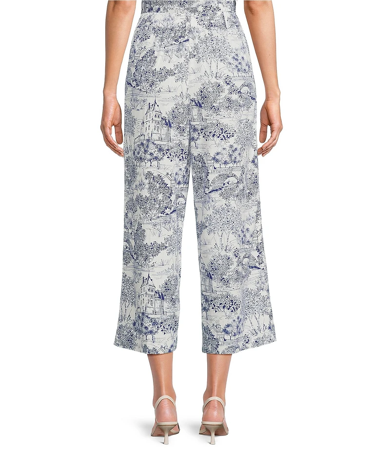 John Mark Coordinating Woven Toile Print Wide Leg Pants