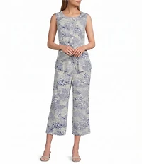 John Mark Coordinating Woven Toile Print Wide Leg Pants