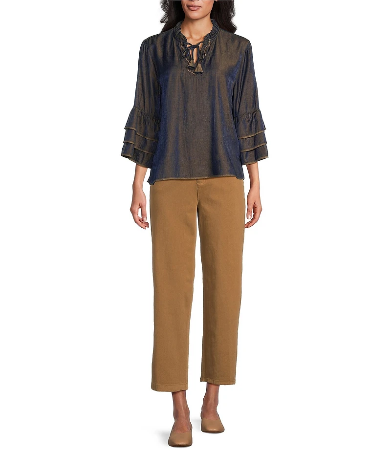 John Mark Cotton-Blend Straight Leg Pants