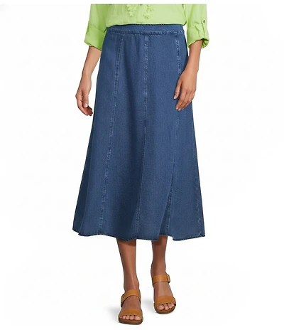 John Mark Denim Bias Cut Midi Skirt