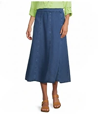 John Mark Denim Bias Cut Midi Skirt