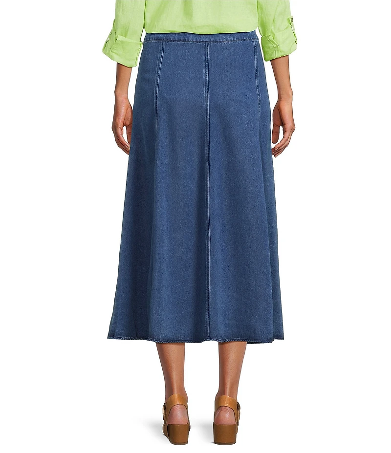 John Mark Denim Bias Cut Midi Skirt