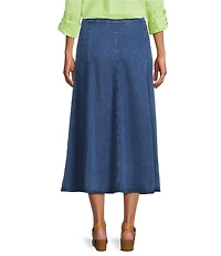 John Mark Denim Bias Cut Midi Skirt
