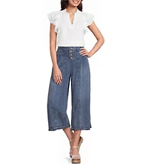 John Mark Denim Drop Waist Wide Leg Crop Pants