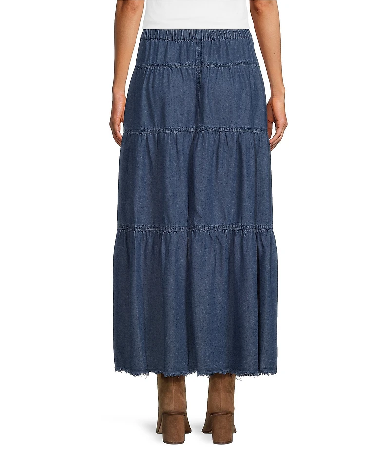 John Mark Denim Elastic Back Tiered A-Line Skirt