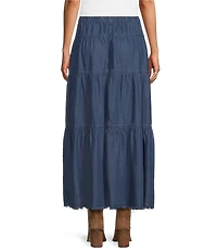 John Mark Denim Elastic Back Tiered A-Line Skirt