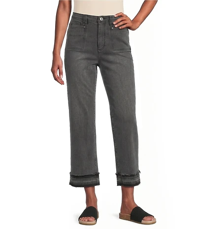 John Mark Denim Hollywood Waist Wide Leg Crop Length Jeans